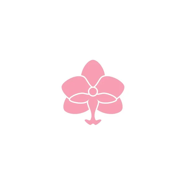 Pink Flat Icon Orchid Flower Isolated White Vector Illustration Eco — Stock Vector