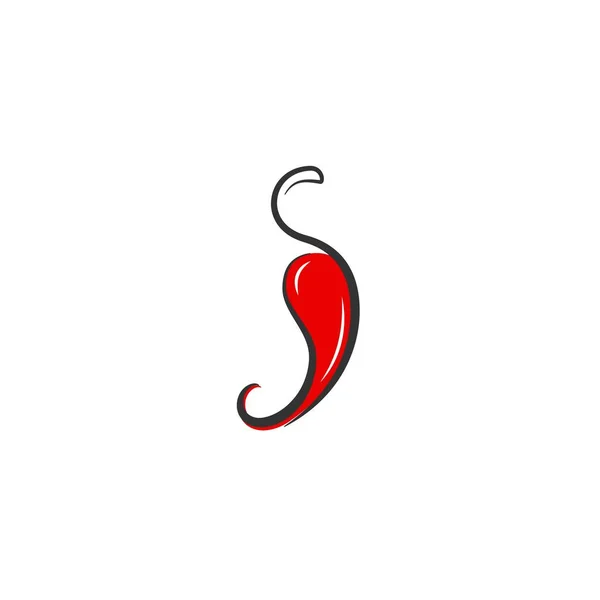 Vörös Csípős Chili Paprika Vagy Cayenne Vagy Jalapeno Ikon Fekete — Stock Vector