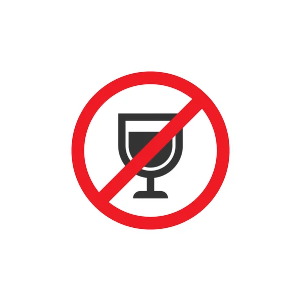 Geen Alcoholteken Verboden Alcohol Icoon Glas Rood Gekruiste Cirkel Forewarning — Stockvector