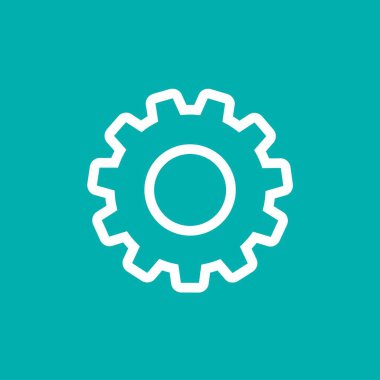 Vites çizgisi simgesi mavi üzerine izole edildi. Pinion konseri. Teknoloji veya yenilik için vektör düz çizim. Ayarlar tamponu.