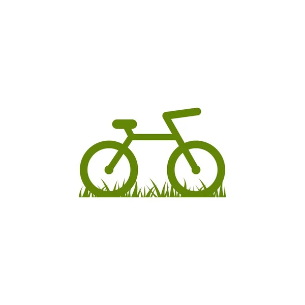 Bicicleta Verde Con Icono Hierba Logo Bicicleta Plana Aislado Blanco — Archivo Imágenes Vectoriales