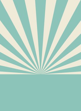 Güneş ışınları arka planda dikey. Mavi ve turkuaz renkli arka plan patlaması. Vektör çizimi. Güneş ışını güneş patlaması duvar kağıdı. Geçmişe dönük parlak fon. Eski poster ya da pankart