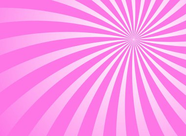 Güneş ışığı girdapları geniş bir arkaplan. Pembe spiral duvar kağıdı patlamış. Vektör çizimi. Güneş ışını güneş patlaması posteri. Retro sirk mi yoksa pankart mı?