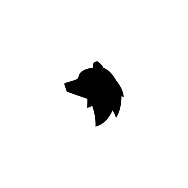 熊头的黑色轮廓 在白色背景上孤立的向量平面图标 灰熊标志 冬天的象征 — 图库矢量图片