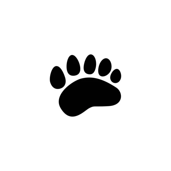 Black Bear Trace Silhouette Vector Flat Illustration Polar Bear Paw — Stock Vector