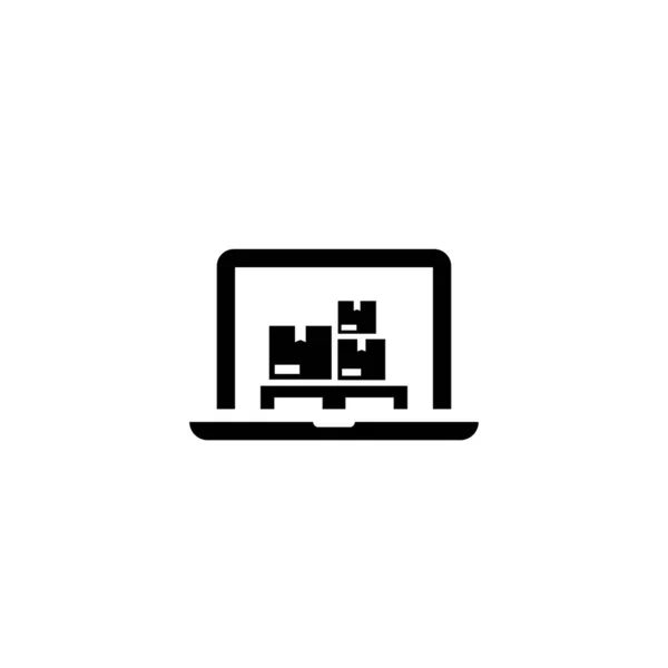 Logisztika Online Futárszolgálat Rendeléskövetés Raktár Laptop Képernyőn Áruház Parcella Raklap — Stock Vector