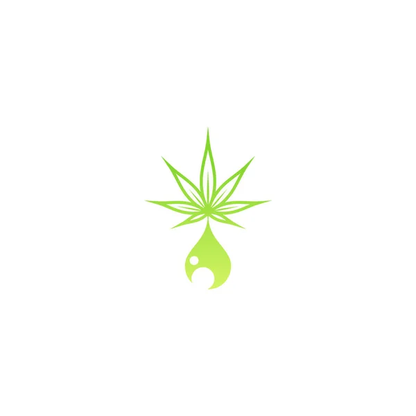 Cbd Hemp Oil Icon Green Hemp Cannabis Leaf Drop Driplet — Stock Vector