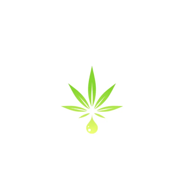 Cbd Hemp Oil Icon Green Hemp Cannabis Leaf Drop Driplet — Stock Vector