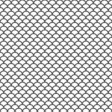 Kusursuz balık pulu ya da yılan derisi deseni. Squama dokusu. Geleneksel Japon deniz kızı süsü. Kumaş, tekstil, duvar kâğıdı ve ambalaj için tasarım. Vektör illüstrasyonu.