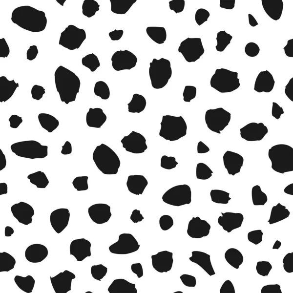 Nahtlose Abstrakte Muster Mit Schwarzen Schäbigen Flecken Auf Weißem Hintergrund — Stockvektor