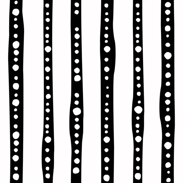 Modèle Abstrait Sans Couture Lignes Noires Minables Des Points Blancs — Image vectorielle
