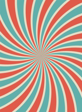 Güneş ışığı dikey olarak geriye dönük soluk arkaplan. Mavi ve kırmızı arkaplan patlaması. Vektör çizimi. Güneş ışını arka planı. Eski kağıt. Klasik pankart, poster.