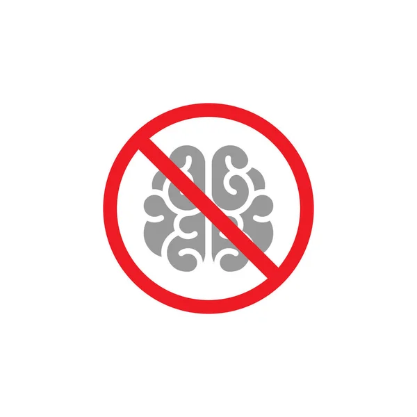 Hersenen Een Rode Cirkel Geen Hersenvectoricoon Stop Met Denken Rood — Stockvector