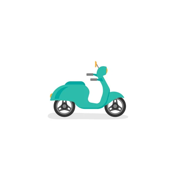 Blue Retro Scooter Motorbike Flat Vector Illustration Isolated White Delivery — Stock Vector