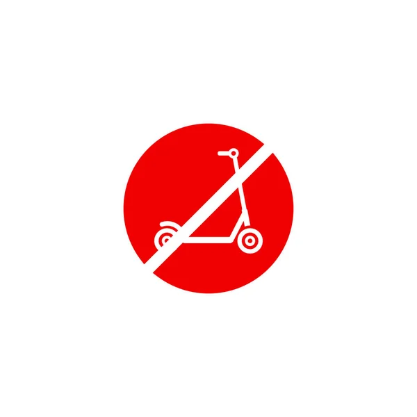 Zwarte Kick Scooter Loopfiets Rood Gekruiste Cirkel Pictogram Geen Push — Stockvector