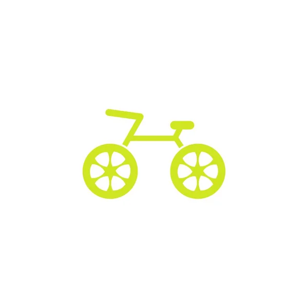 Grünes Fahrrad Mit Limettenrädern Flaches Fahrrad Logo Isoliert Auf Weiß — Stockvektor