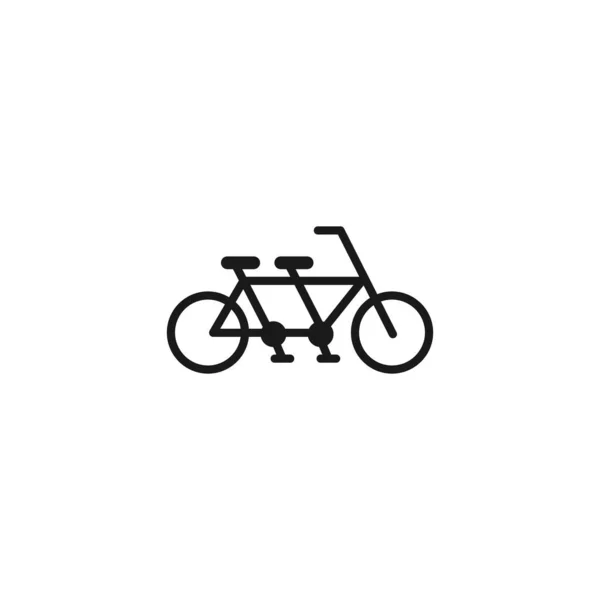Tandem Bicycle Line Icon Flat Bike Pictogram Isolated White Vector — Stock Vector