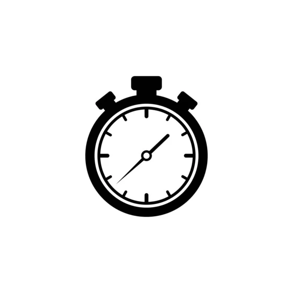 Icono Plano Cronómetro Negro Aislado Blanco Reloj Parada Tiempo Rápido — Vector de stock