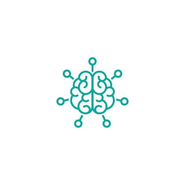 Blue Line Brain Hub System Icon Intellect Phsychology Knowledge Simple — Stock Vector