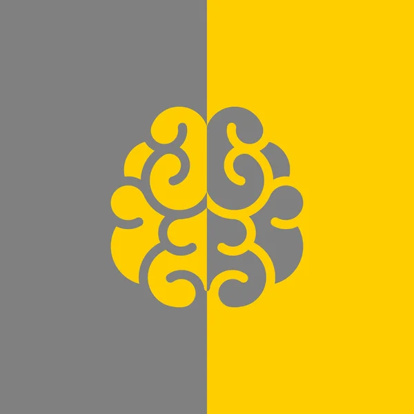 Сірий Жовтий Значок Мозку Різниця Правої Лівої Півкулі Інтелект Фізіологія — стоковий вектор