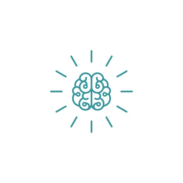 Blue Line Brain Rays Icon Intellect Phsychology Knowledge Simple Pictogram — Stock Vector