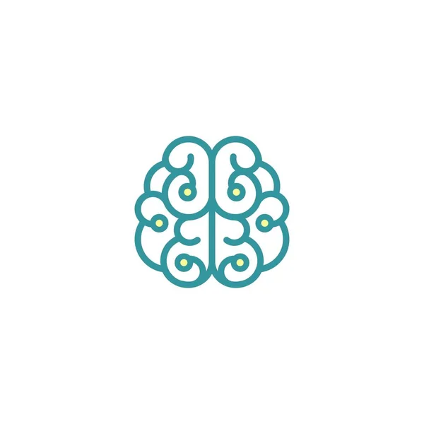 Blue Line Brain Icon Intellect Phsychology Knowledge Simple Pictogram Isolated — Stock Vector