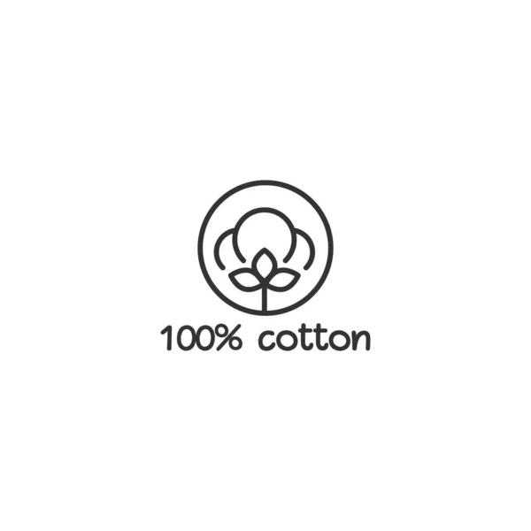 綿の種のアイコン 100綿 線形ラベル 天然繊維の標識 オーガニックファブリックのシンボルです ベクターイラスト — ストックベクタ