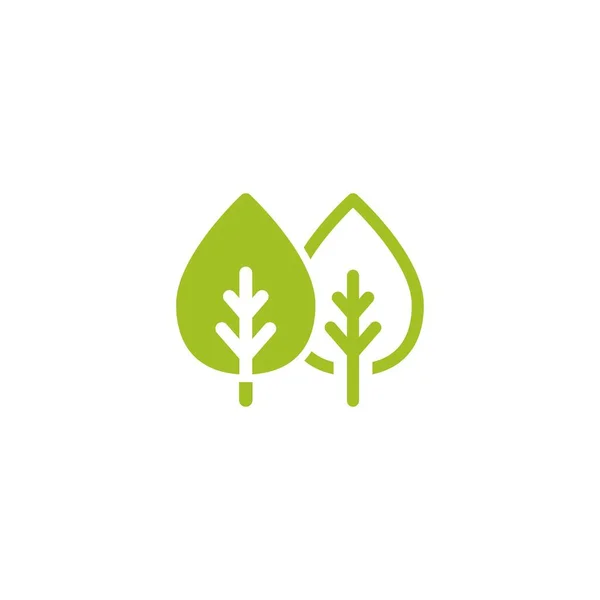 Deux Feuilles Vertes Silhouette Icône Isolée Sur Blanc Logo Pour — Image vectorielle