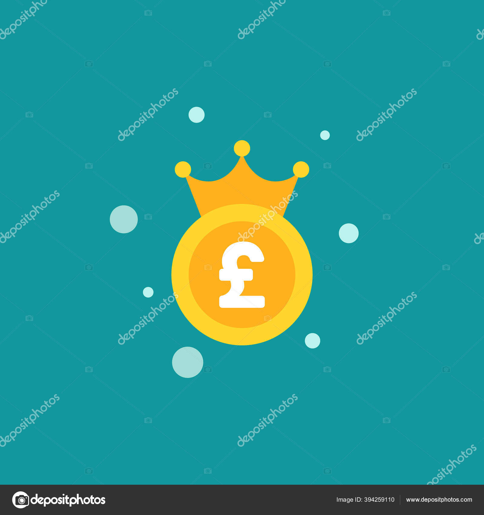 皇冠纯金蓝色背景上孤立的平面图标货币象形文字财富的象征矢量图解货币