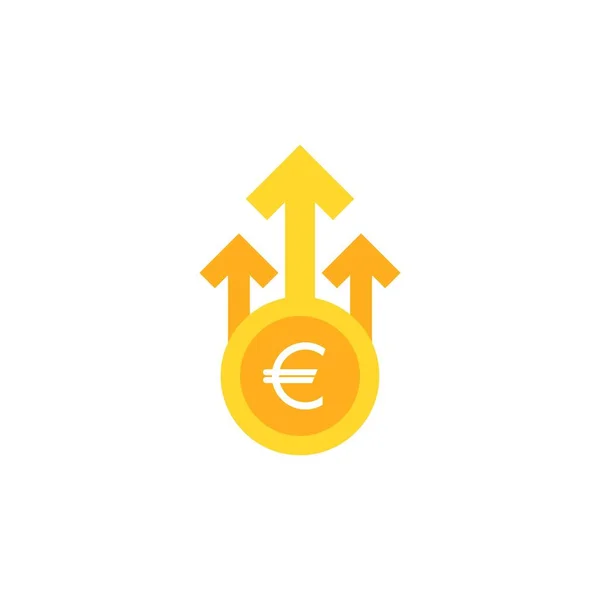 Векторна Іконка Зростання Євро Золота Корейська Виграла Монету Трьома Стрілками — стоковий вектор