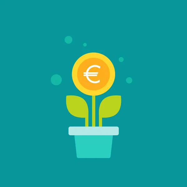 Növény Cserép Zöld Levelek Euroérme Mint Egy Virág Vektor Ikon — Stock Vector