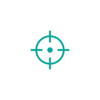 Hedef kesişim çizgisi simgesi. Düz mavi, beyaz üzerine izole edilmiş basit bir resim. Nişan al, hedef al, işaret ver..