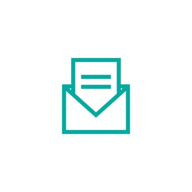 Açık mektup, posta ya da mesaj. Vektör düz çizim. Mavi çizgi kare düz simge beyaz üzerinde izole.