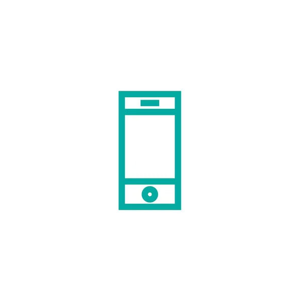 Smartphone Silhueta Ícone Simples Ícone Liso Quadrado Linha Azul Isolado — Vetor de Stock