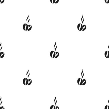 Beyaz arka planda kahve çekirdekleri olan kusursuz bir desen. Düz vektör süsü. Kağıt ya da kumaş üzerine basmak için iyi.
