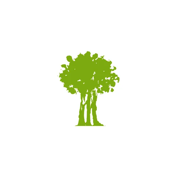 Grön Färg Ritade Träd Logotyp Isolerad Vitt Ekologisk Symbol Naturlig — Stock vektor