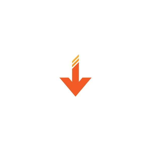 Ícone Seta Para Baixo Vermelho Sinal Download Isolado Branco Botão — Vetor de Stock
