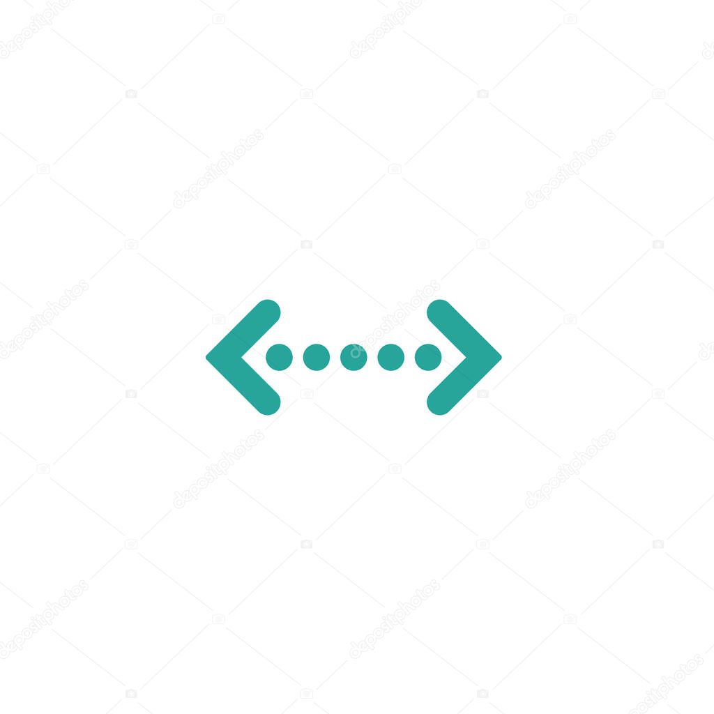 Vector distance icon. Two opposite horizontal arrows isolated on white. Flat stretch icon. Exchange icon. Good for web and software interfaces. Flip flop pictogram.