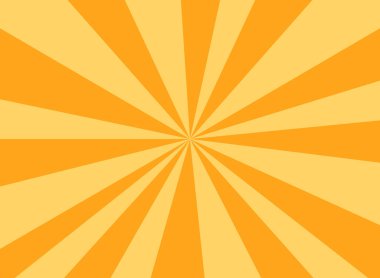 Güneş ışınları yatay arkaplan. Parlak turuncu arka plan patlaması. Vektör çizimi. Güneş ışını güneş patlaması duvar kağıdı. Geçmişe dönük parlak fon. yıldız patlaması posteri veya pankart