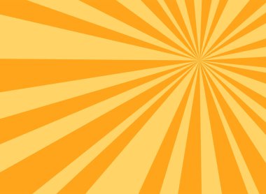 Güneş ışınları yatay arkaplan. Parlak turuncu arka plan patlaması. Vektör çizimi. Güneş ışını güneş patlaması duvar kağıdı. Geçmişe dönük parlak fon. yıldız patlaması posteri veya pankart