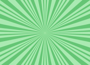 Güneş ışınları yatay arkaplan. Yeşil renk patlama arkaplanı. Vektör çizimi. Güneş ışını güneş patlaması duvar kağıdı. Geçmişe dönük parlak fon. Eski poster ya da pankart
