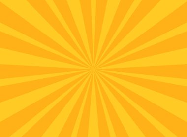 Güneş ışınları yatay arkaplan. Parlak turuncu arka plan patlaması. Vektör çizimi. Güneş ışını güneş patlaması duvar kağıdı. Geçmişe dönük parlak fon. yıldız patlaması posteri veya pankart