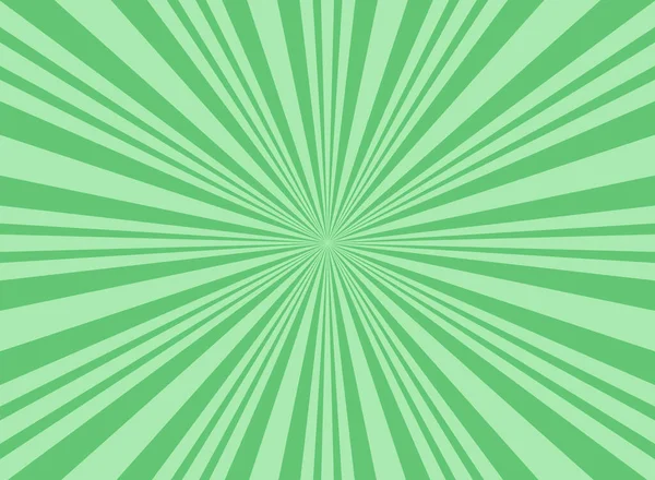Güneş ışınları yatay arkaplan. Yeşil renk patlama arkaplanı. Vektör çizimi. Güneş ışını güneş patlaması duvar kağıdı. Geçmişe dönük parlak fon. Eski poster ya da pankart