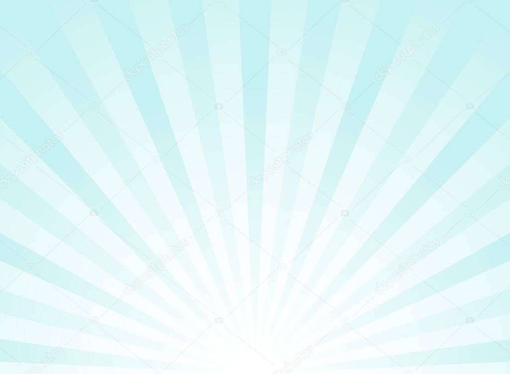 Sunlight rays background. powder blue color burst background. Vector sky illustration. Sun beam ray sunburst wallpaper. Retro bright backdrop. Vintage poster or placard