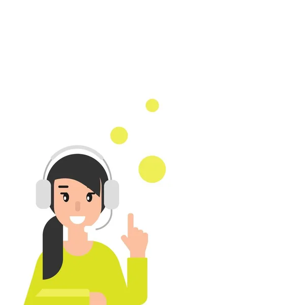 Ευτυχισμένος Χειριστής Φυσαλίδες Ακουστικά Και Μικρόφωνο Επίπεδη Διανυσματική Απεικόνιση Λευκό — Διανυσματικό Αρχείο