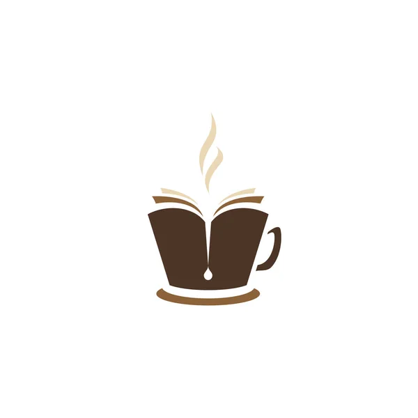 Open Boek Als Een Warme Kop Koffie Met Stoom Leesclub — Stockvector