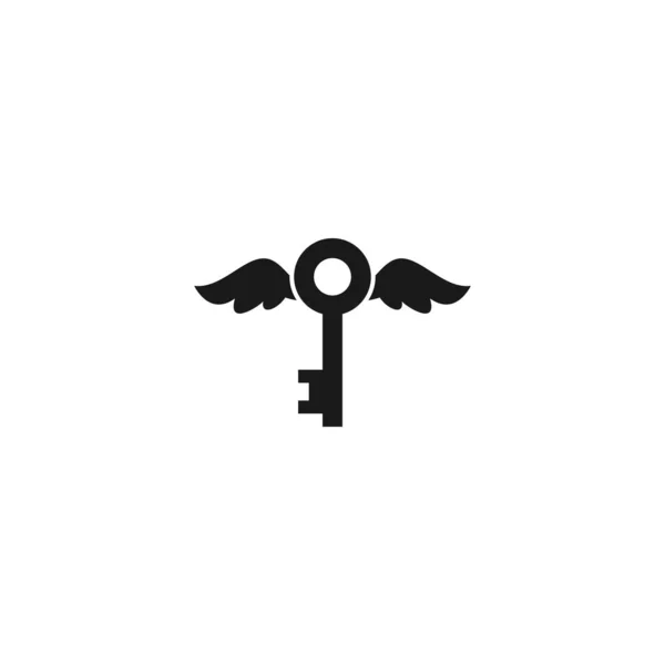 Black Flying Key Wings Icon Vector Illustration Isolated White Home — Stock Vector