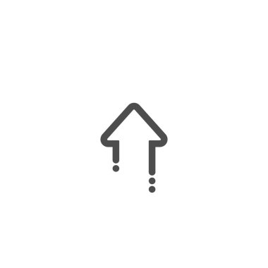 siyah çizgi ok ve iz simgesi. Beyazda izole edilmiş. Simgeyi yükle. Yükseltme işareti. Oku işaret. Büyüme, hız, sistem işareti