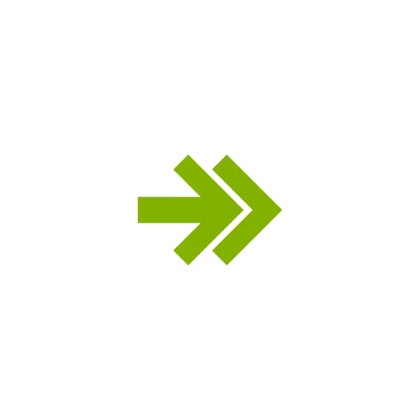 右の緑色の丸みを帯びた矢印アイコン 白に隔離されてる アイコンを続けて 次のサインだ 東矢印 — ストックベクタ