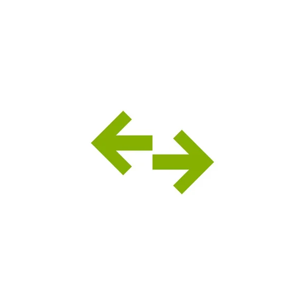 Vektorsymbol Zwei Grüne Gegenüberliegende Horizontale Pfeile Isoliert Auf Weiß Flaches — Stockvektor
